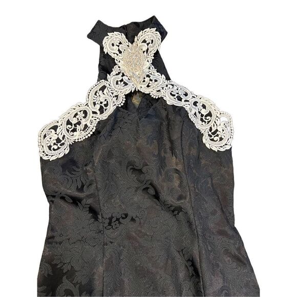 Jessica McClintock Gunne Sax vintage 80s choker collar beaded open shoulder broc - Picture 2 of 14